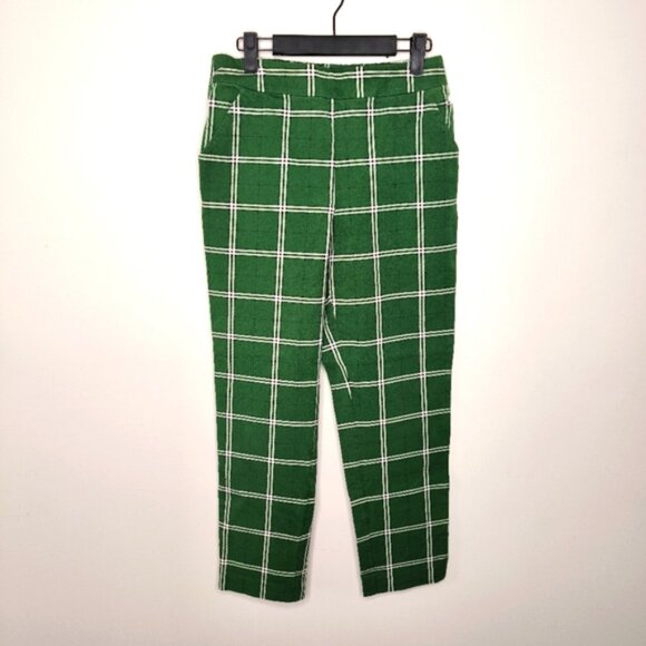 NWOT Isaac Mizrahi Preppy Old Money Business Casual Green Plaid Trouser Pants S - Picture 2 of 10
